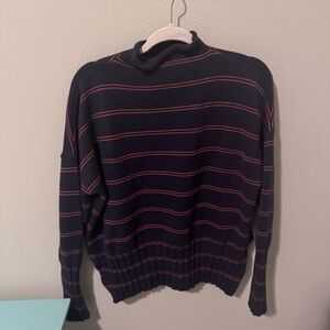 Madewell 100% Cotton Striped Turtleneck Sweater in Navy and Rust